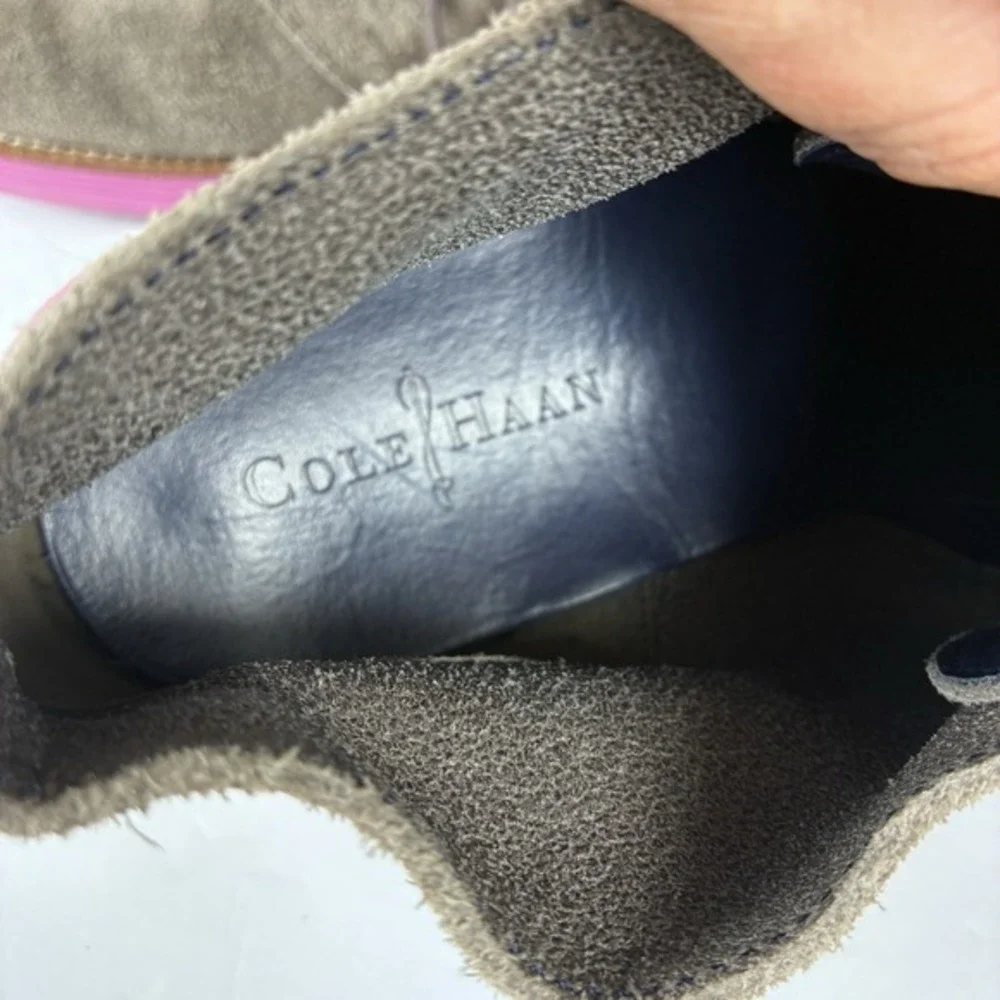 Cole Haan Men's Oxford Loafers sz 11 Suede Leather Lace Up Pewter Gray work wear